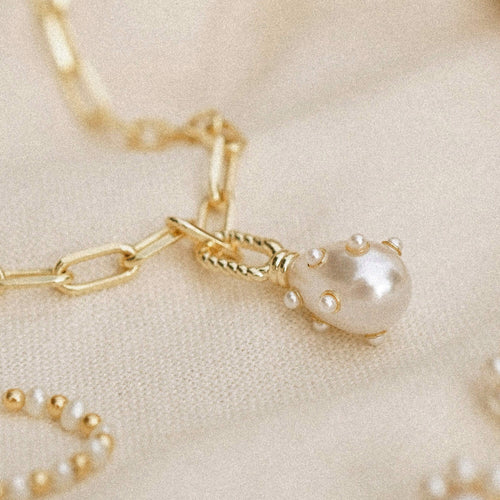 Shrimps Pearl Charm Bracelet 18ct Gold Plate