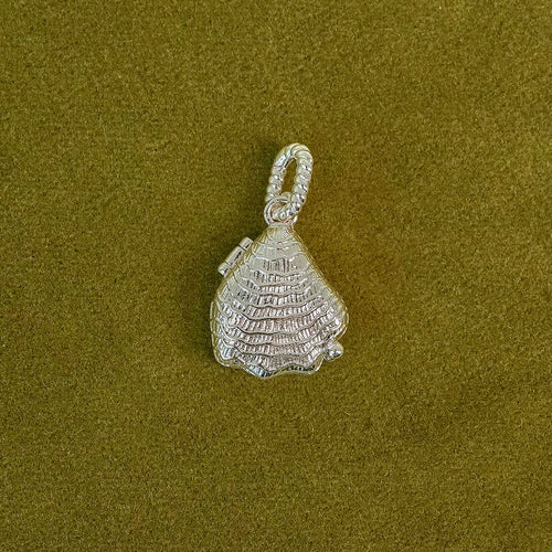 Shrimps Shell Locket Charm Silver Plate