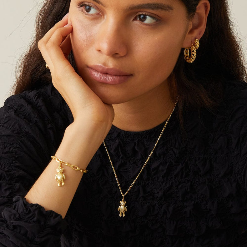 Shrimps Teddy Bear Charm Bracelet 18ct Gold Plate