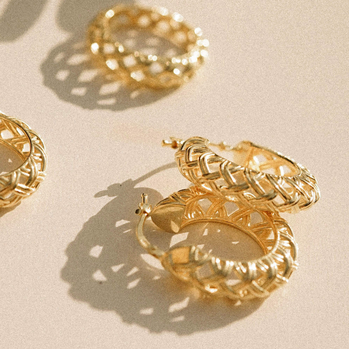 Shrimps Woven Maxi Hoop Earrings 18ct Gold Plate Daisy London