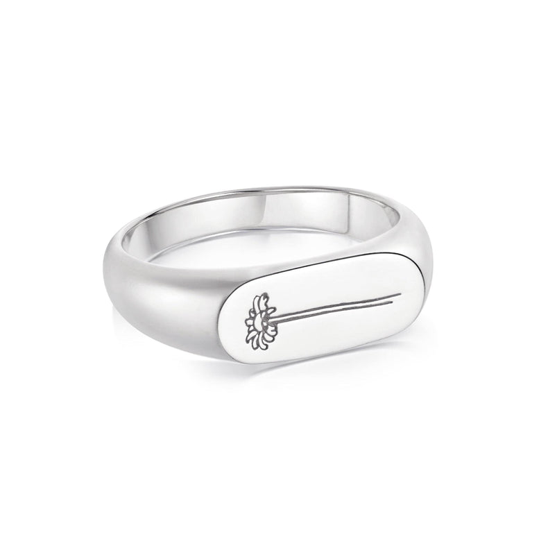 Single Daisy Signet Ring Sterling Silver recommended