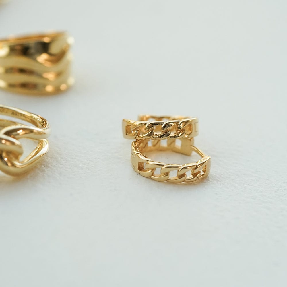 Polly Sayer Chain Hoop Earrings 18ct Gold Plate Daisy London