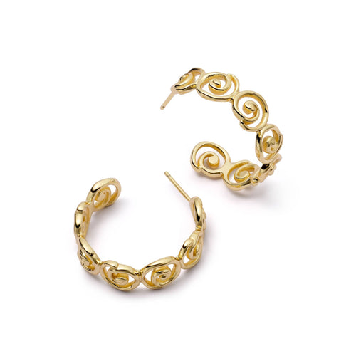 Spiral Hoop Earrings 18ct Gold Plate