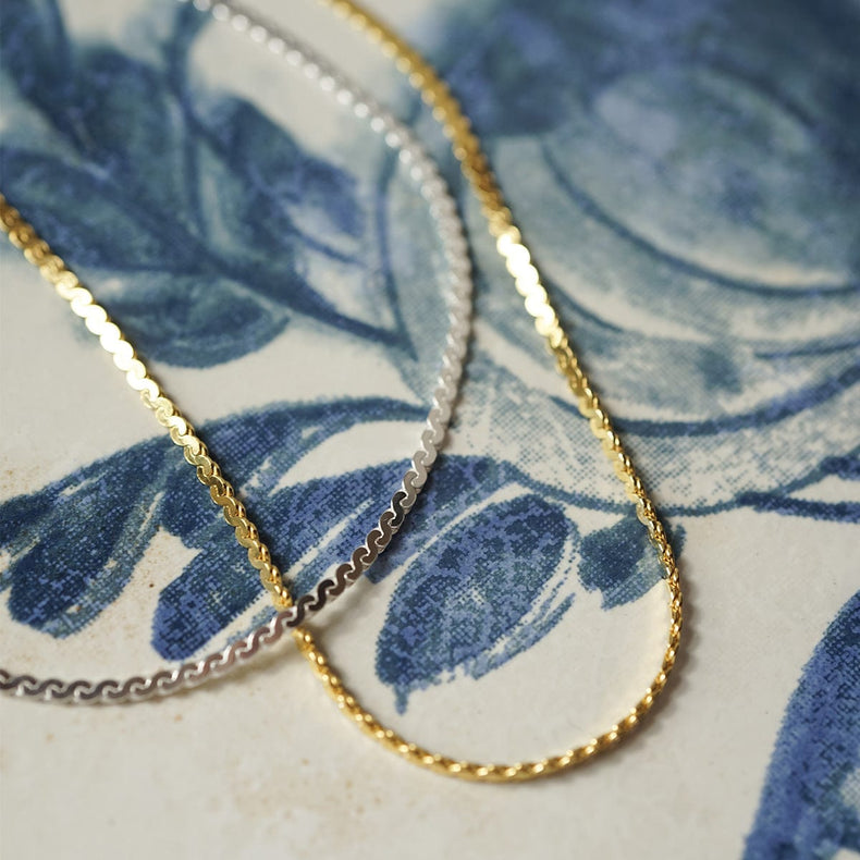 Spiral Snake Chain Necklace Sterling Silver