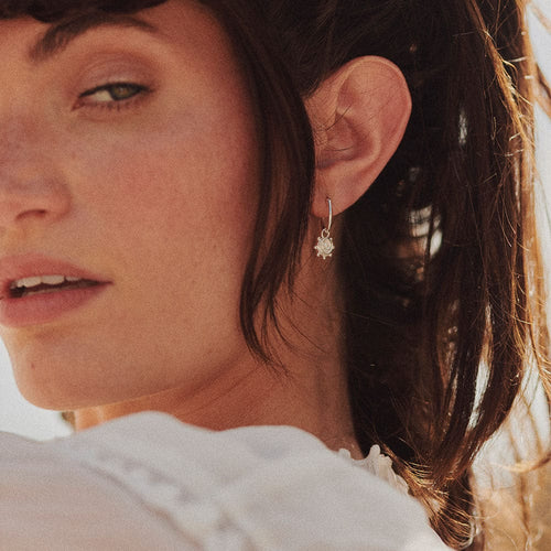 Spiral Sun Charm Earrings Sterling Silver