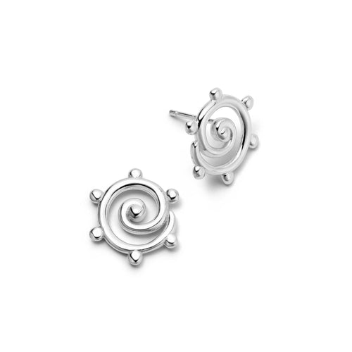 Spiral Sun Maxi Stud Earrings Sterling Silver