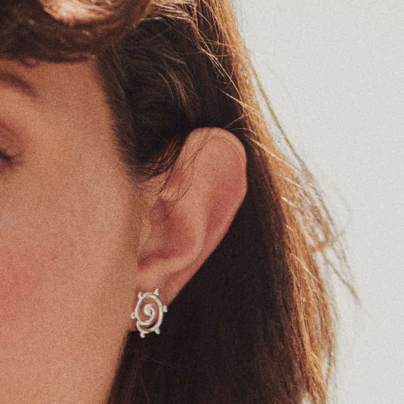 Spiral Sun Maxi Stud Earrings Sterling Silver