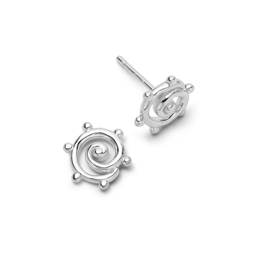 Spiral Sun Mini Stud Earrings Sterling Silver