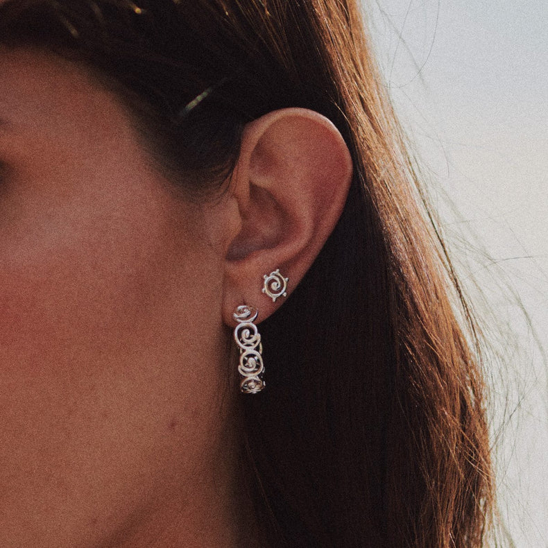 Spiral Sun Mini Stud Earrings Sterling Silver