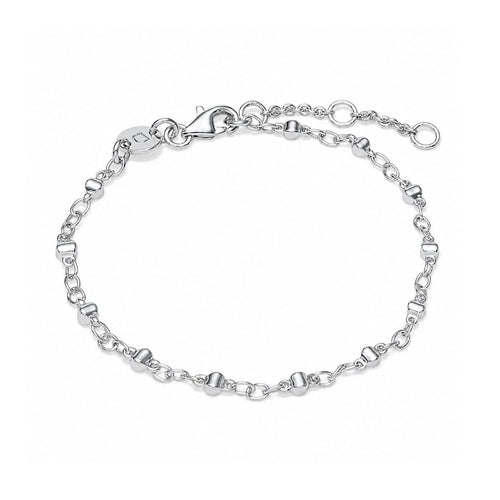 Square Bead Chain Bracelet Silver Plate