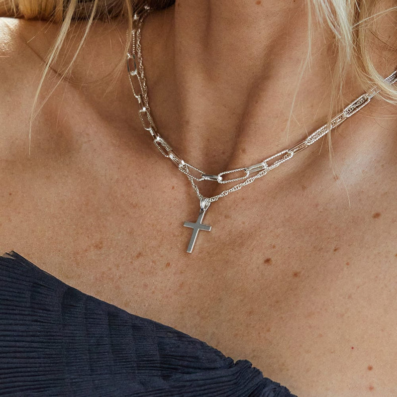 Polly Paperclip Chain Necklace Silver Plate