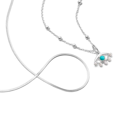 The Evil Eye Necklace Layering Set Sterling Silver