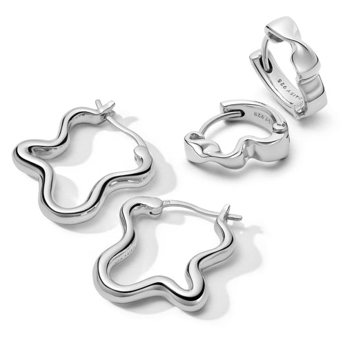 Estée Lalonde Wavy Hoop Earring Stack Sterling Silver