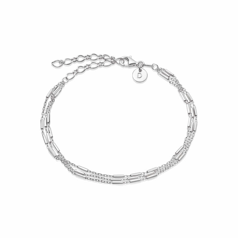 Triple Bar Chain Bracelet Sterling Silver