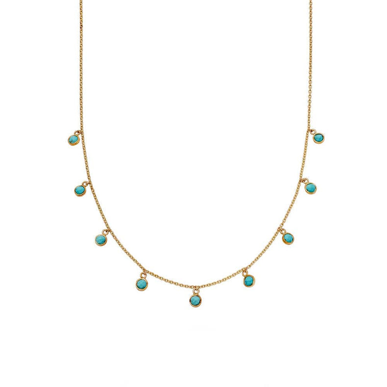 Turquoise Charm Necklace 18ct Gold Plate