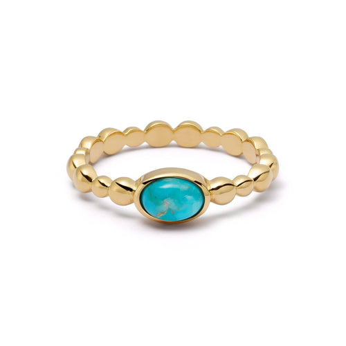 Turquoise Healing Stone Bobble Ring 18ct Gold Plate