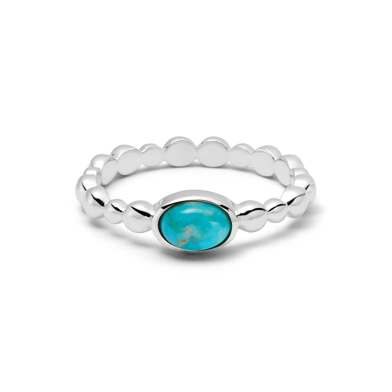 Turquoise Healing Stone Bobble Ring Sterling Silver