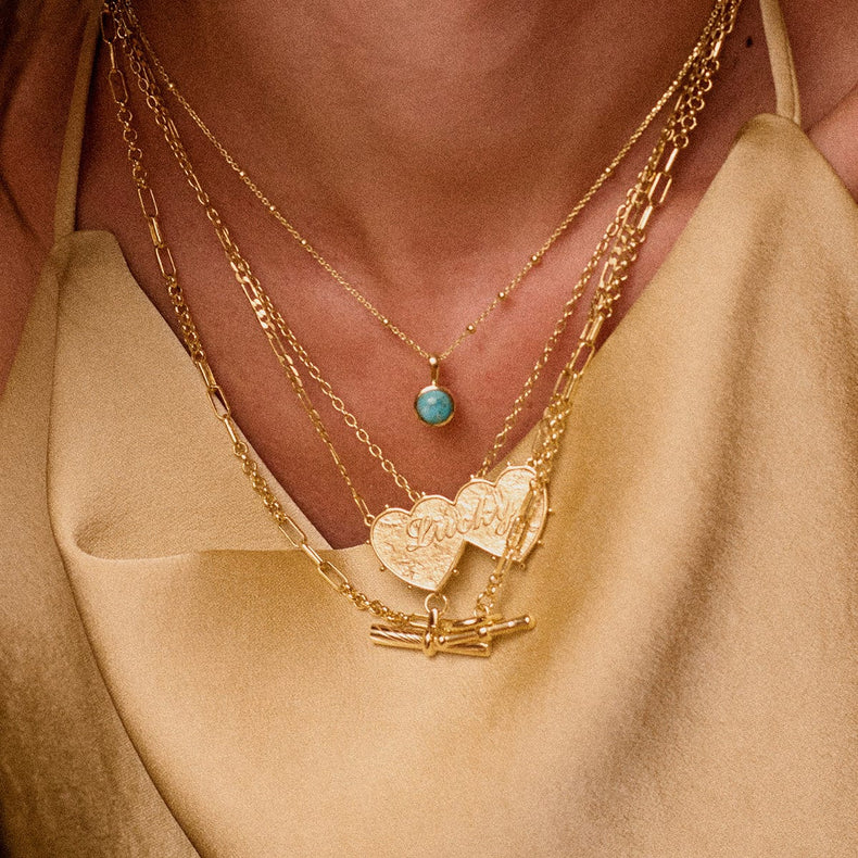 Turquoise Healing Stone Necklace 18ct Gold Plate