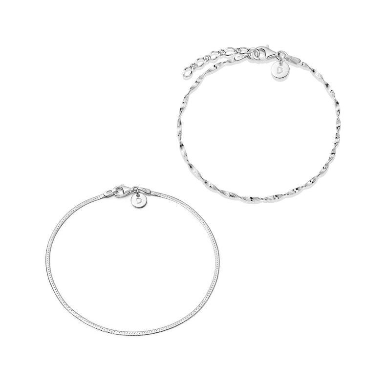 Twisted Chain Bracelet Stack Sterling Silver