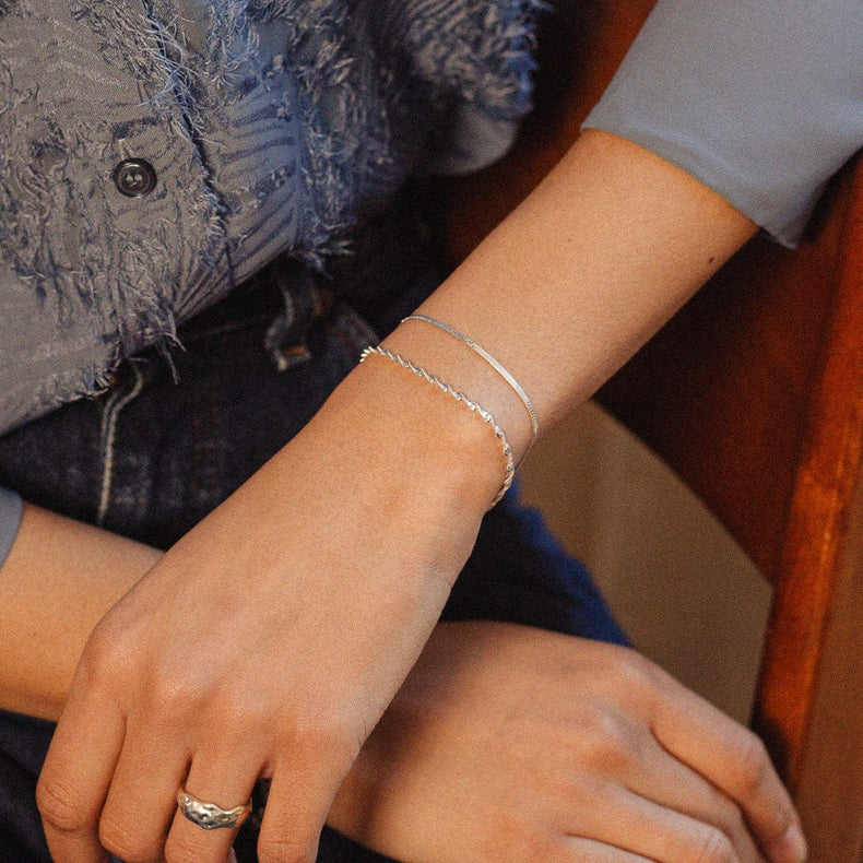 Twisted Chain Bracelet Stack Sterling Silver