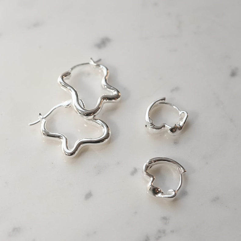 Estée Lalonde Wavy Hoop Earring Stack Sterling Silver