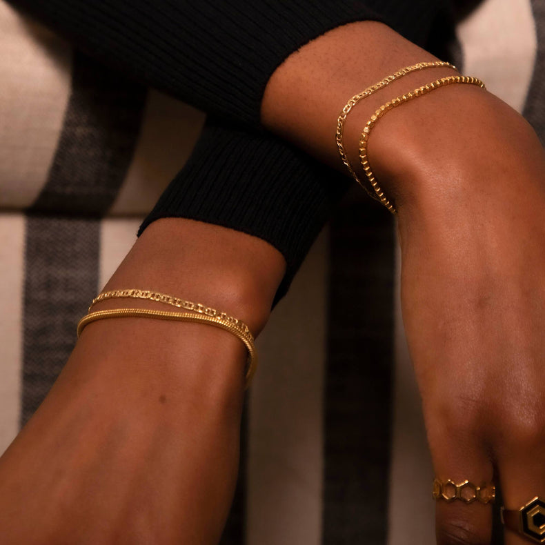 Beaded Chain Bracelet 18ct Gold Plate