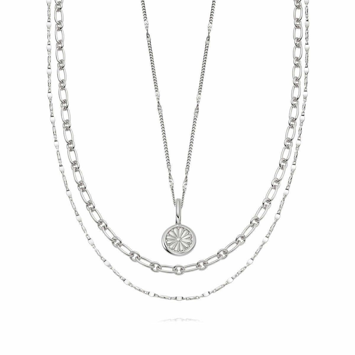 'Bloomin Necklace Layering Set Sterling Silver Daisy London