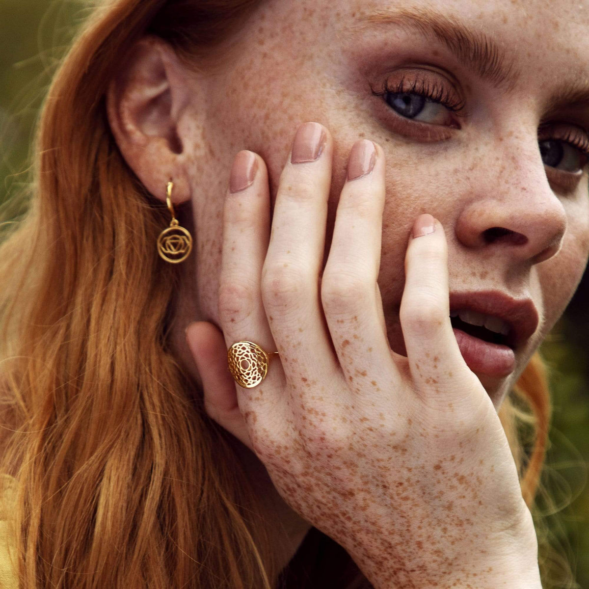 Gold Brow Chakra Disc Drop Earrings Online Daisy London