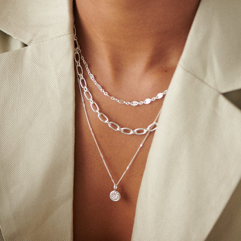 Daisy Bloom Mini Pendant Necklace Sterling Silver