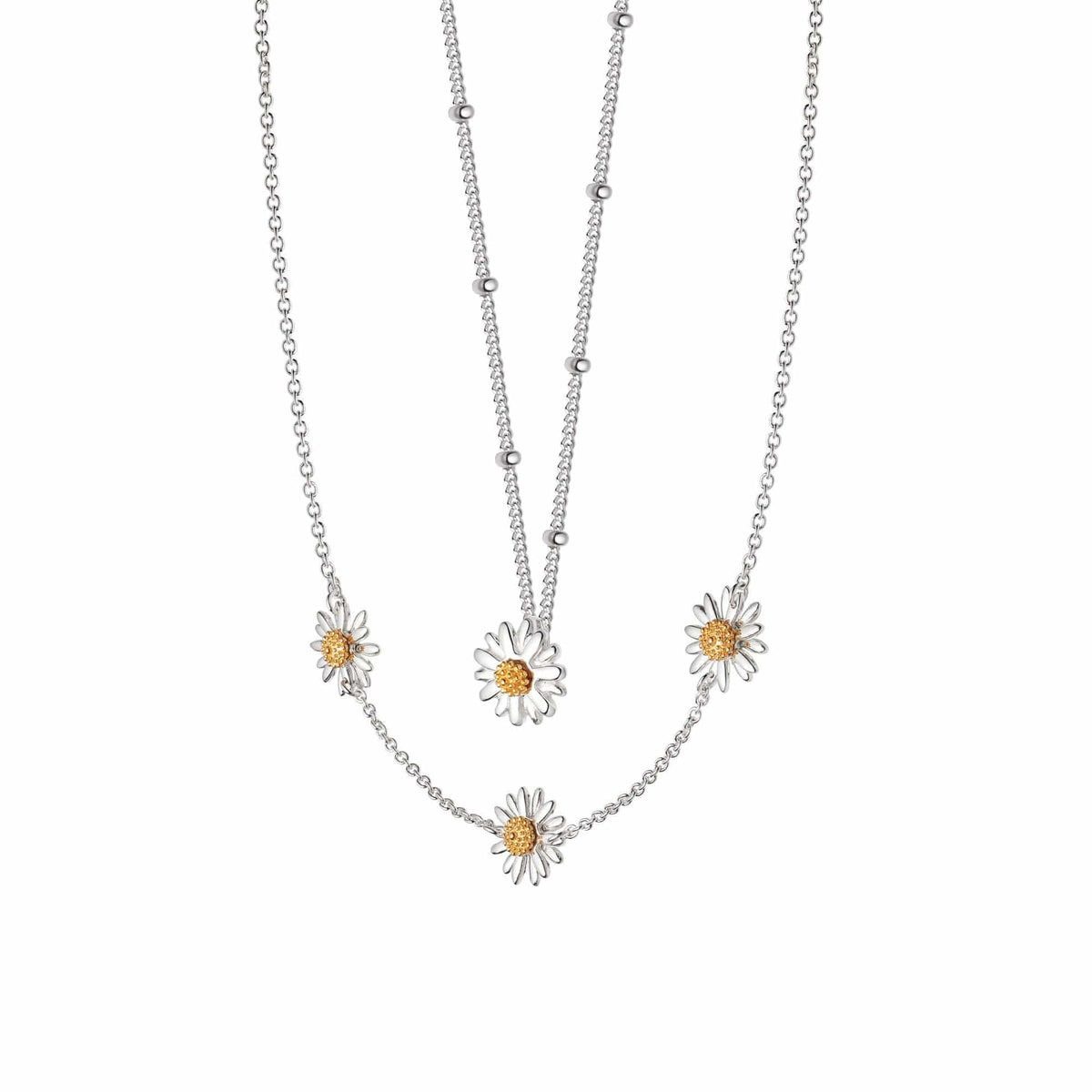 Daisy Chain Necklace Layering Set Sterling Silver Daisy London