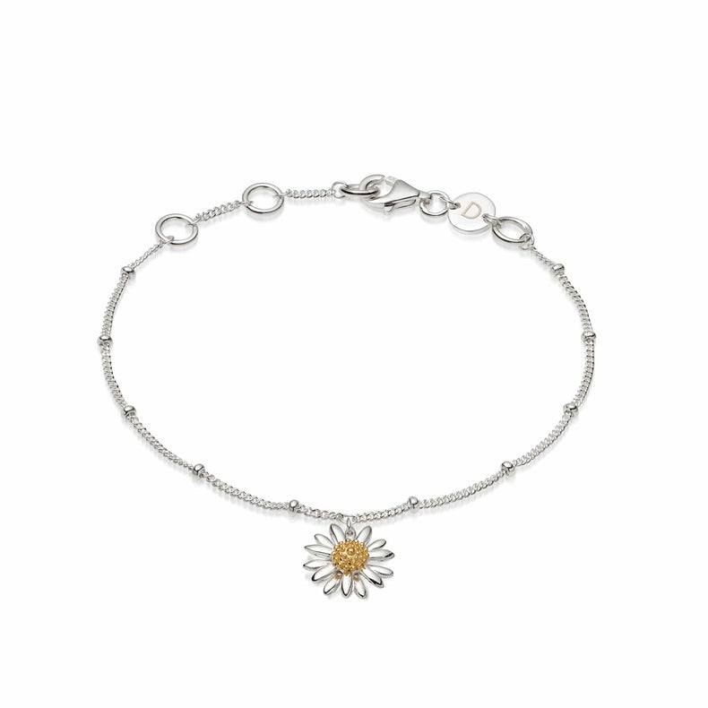English Daisy Drop Bobble Bracelet Sterling Silver recommended