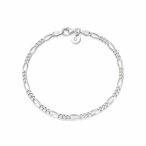 Fine Figaro Chain Bracelet Sterling Silver