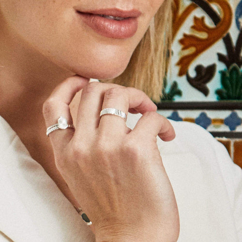 Estée Lalonde Mini Sunburst Shield Ring Sterling Silver