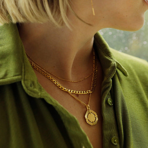 Estée Lalonde Octagonal Necklace 18ct Gold Plate