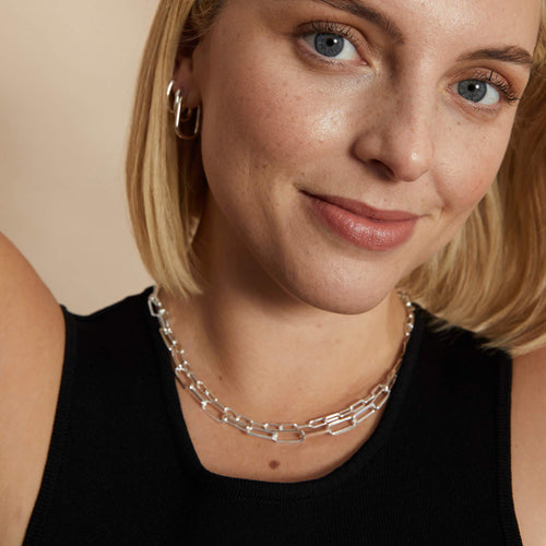 Estée Lalonde Open Box Chain Layering Set Sterling Silver