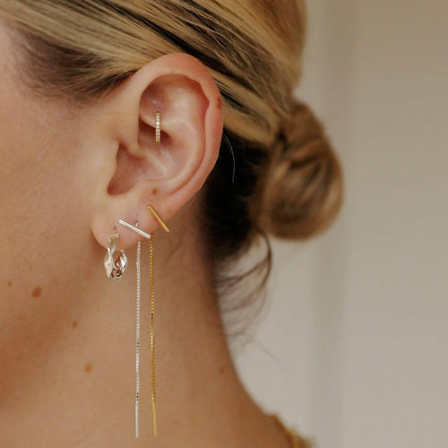 Estée Lalonde T Bar Box Chain Earrings Sterling Silver