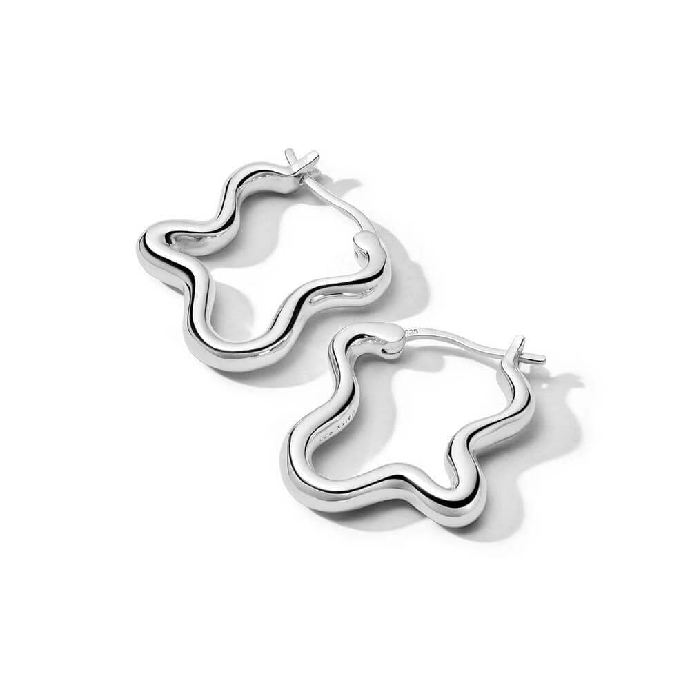 Estée Lalonde Wavy Hoop Earrings Sterling Silver Daisy London