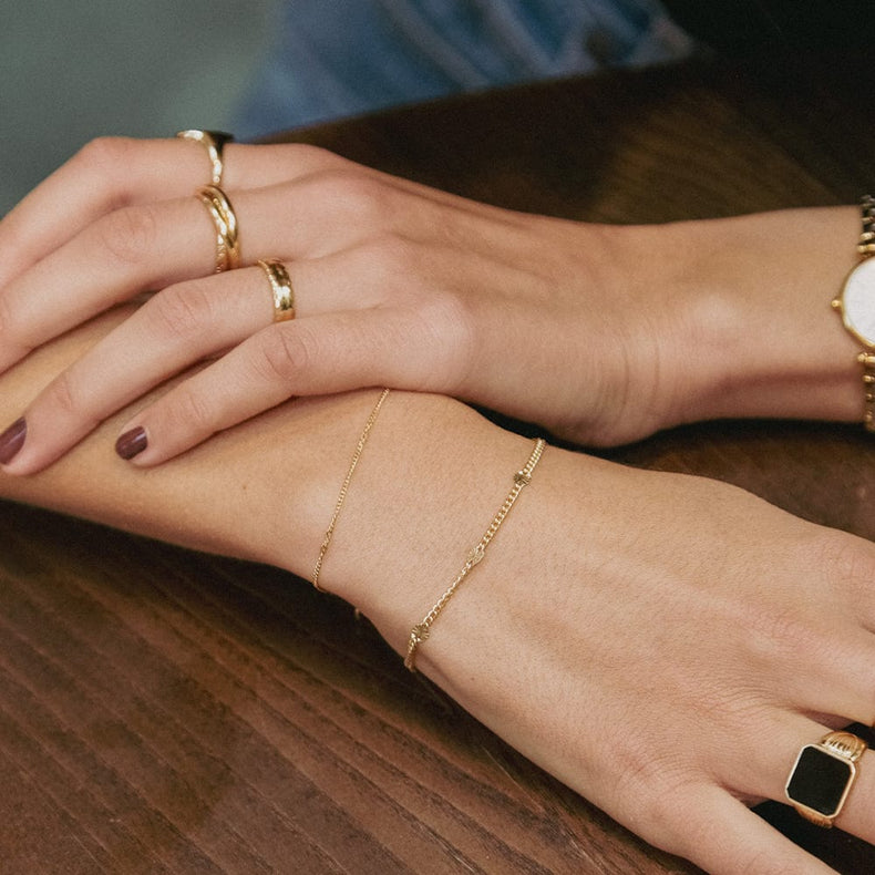 Estée Lalonde Sunburst Friendship Bracelet Stack 18ct Gold Plate