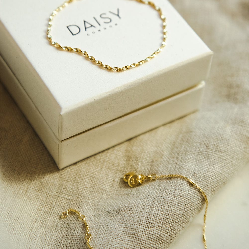 Fine Chain Bracelet Stack 18ct Gold Plate Daisy London