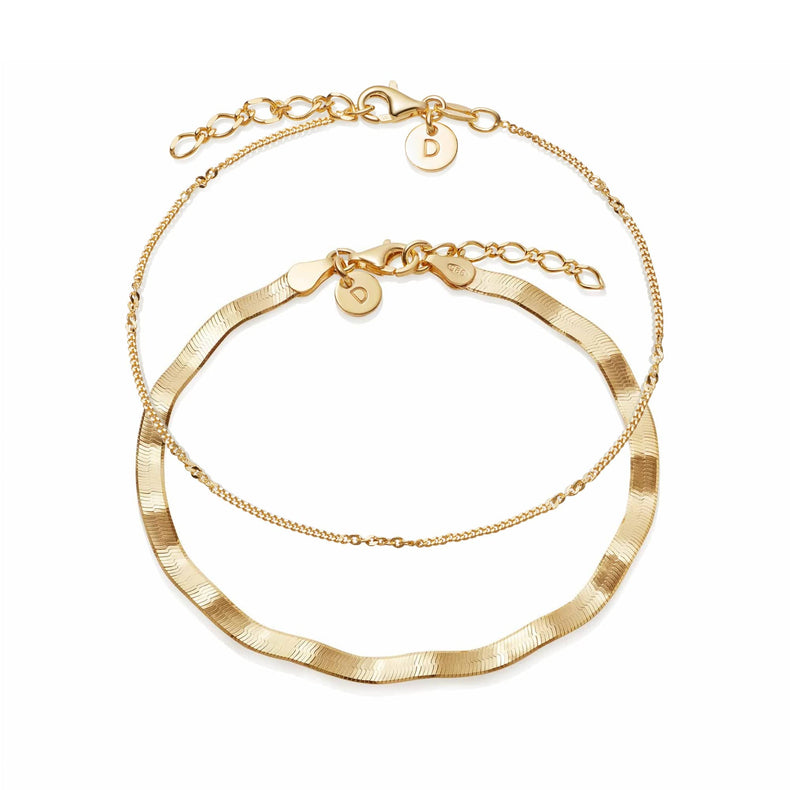 Forever Wavy Bracelet Set 18ct Gold Plate recommended