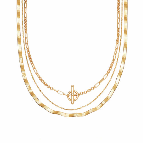 Estée Lalonde Forever Wavy Necklace Layering Set 18ct Gold Plate