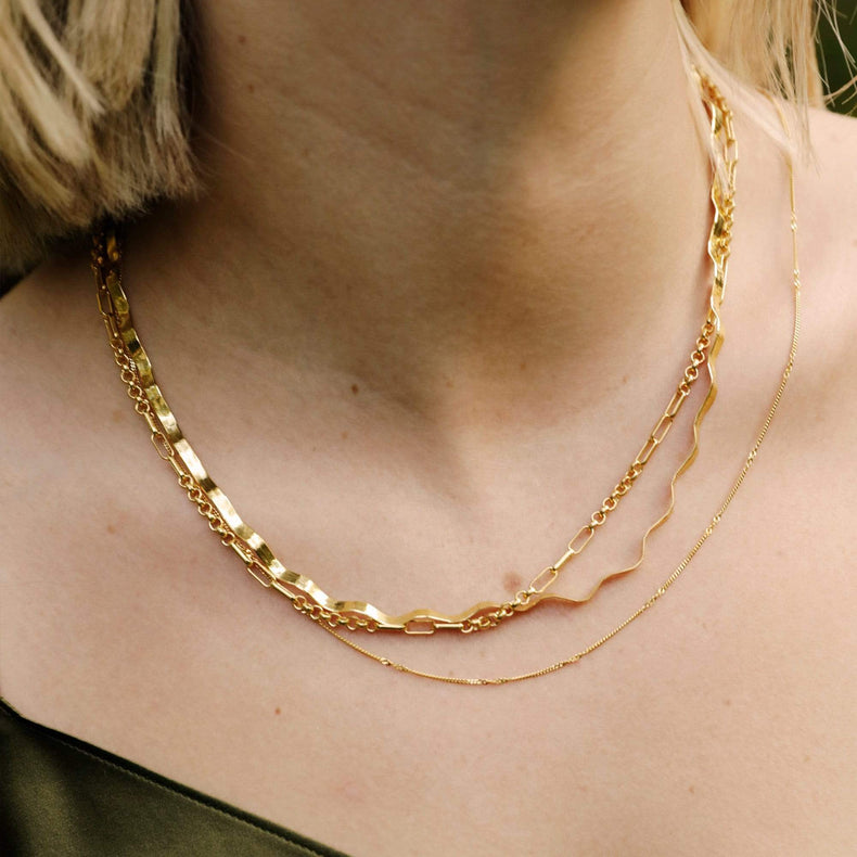 Estée Lalonde Forever Wavy Necklace Layering Set 18ct Gold Plate