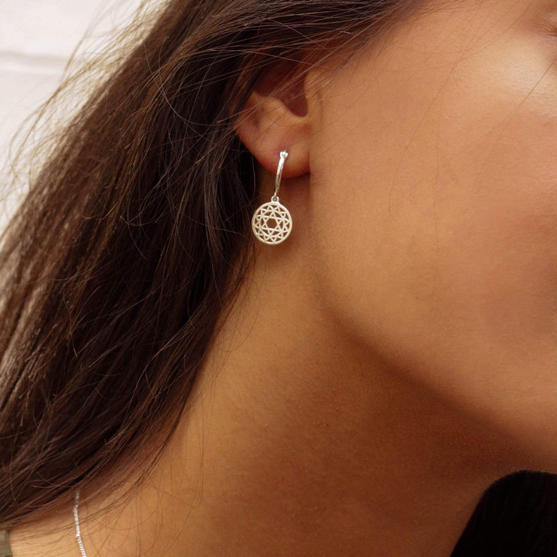 Heart Chakra Earrings Sterling Silver