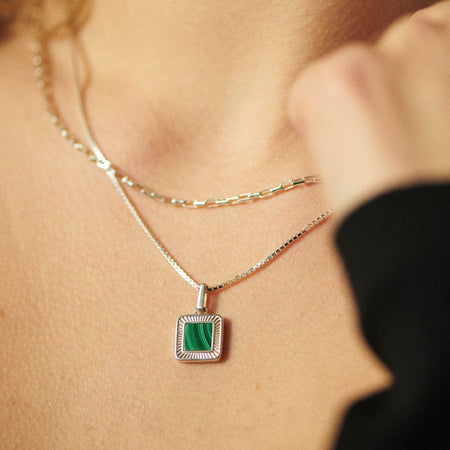 Malachite Palm Square Necklace Sterling Silver recommended