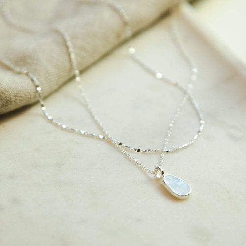 Mother Of Pearl Chain Layering Set Sterling Silver