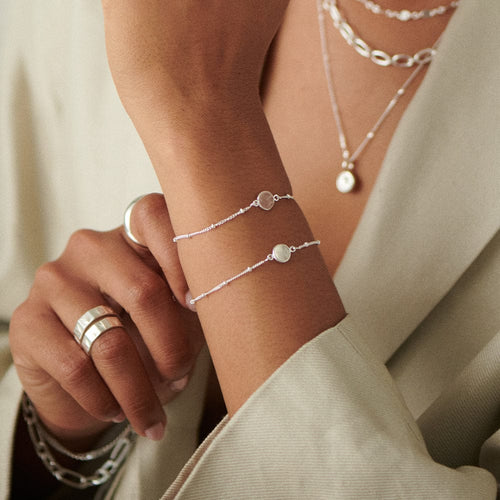 Rose Quartz Healing Stone Bobble Bracelet Sterling Silver