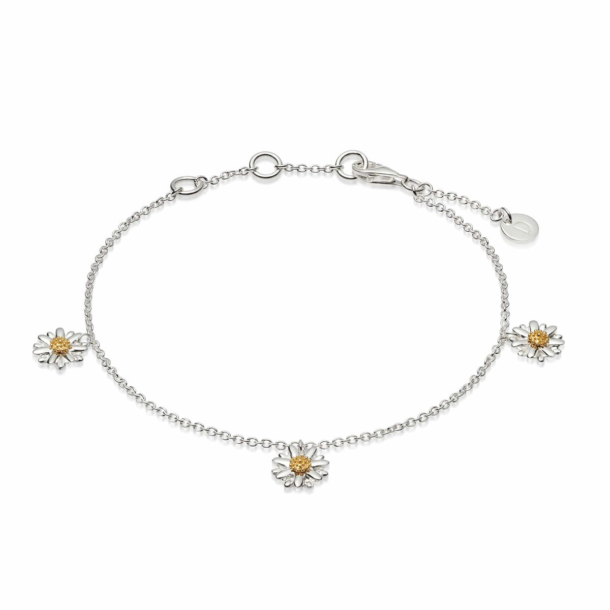 Small Silver Bracelet Thin Silver Bracelet with Charm Daisy London