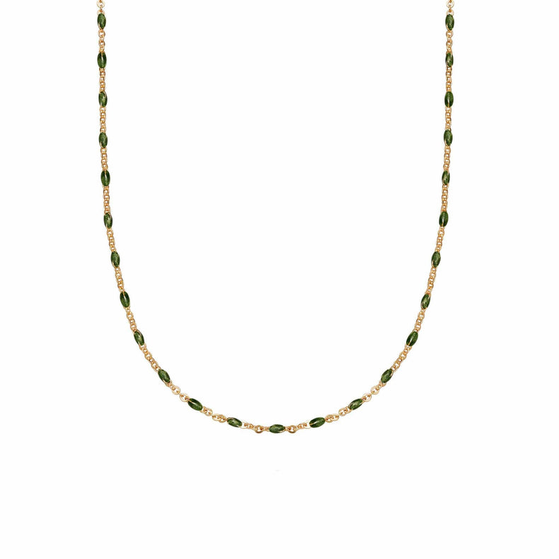 Treasures Green Beaded Necklace 18ct Gold Plate recommended