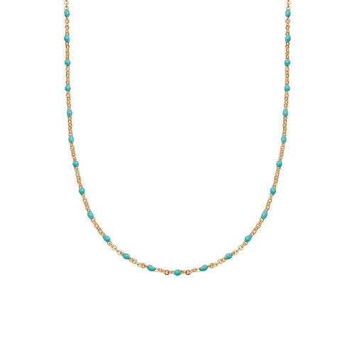Treasures Turquoise Beaded Necklace 18ct Gold Plate
