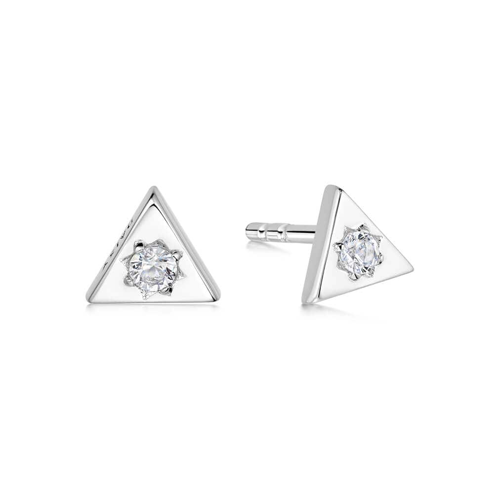 Triangle Sparkle Stud Earrings Sterling Silver Daisy London
